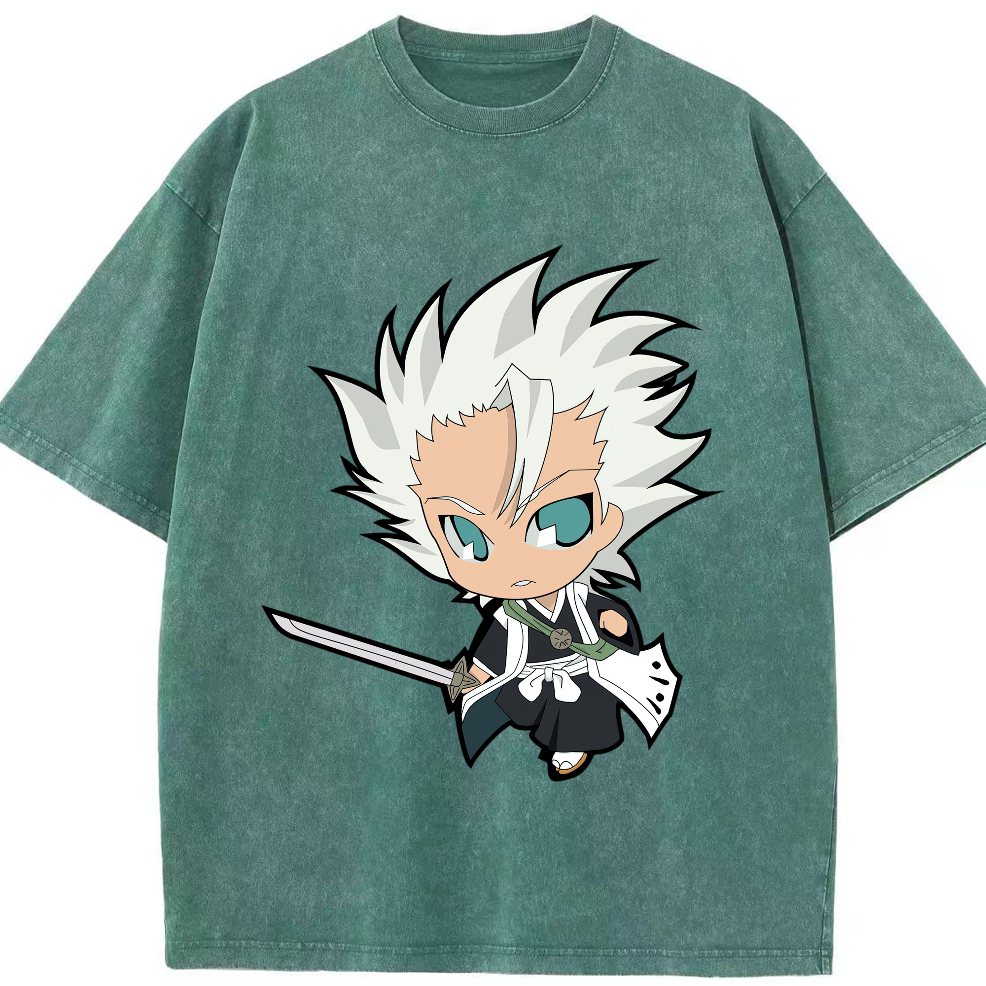（画像用） ブリーチ 日番谷冬獅郎（ひつがや とうしろう） BLEACH Hitsugaya Toushirou 綿100% ヴィンテージ風 半袖Tシャツ（フロントプリント）